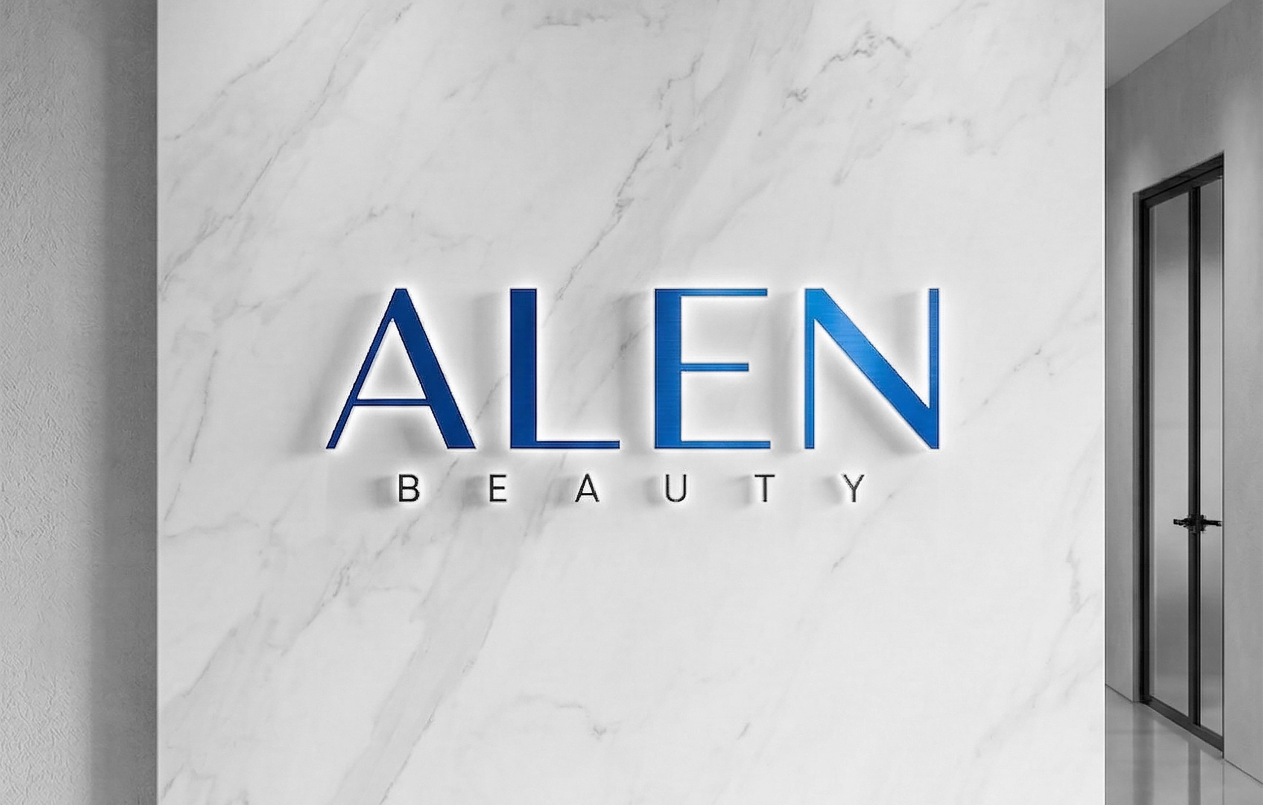 Alen Beauty — mağaza duvarı ve logo